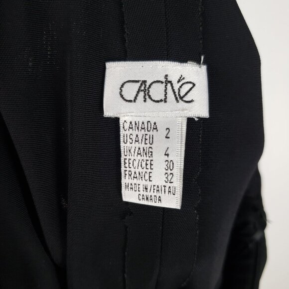 Cache Tiered Fringe Skirt Vintage Black Pull On Knee Length Flapper Art Size 2 - Picture 4 of 5